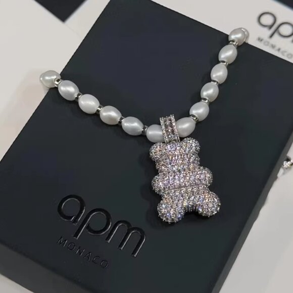 APM Monaco XL Mood Yummy Bear Adjustable Necklace with Pearls - Picture 3 of 7